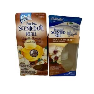 (2) Glade PlugIns Plug In Scented Oil Refill Vanilla Breeze Discontinued 2003